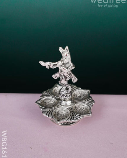 White Metal Krishna & Diya - WL4890 White Metal