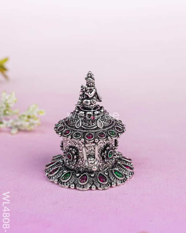 Krishna Kumkum Holder - 2 inch - Silver - WL4808-2 Divine Gifts