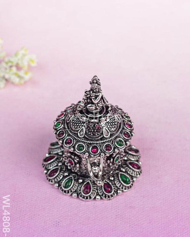 Krishna Kumkum Holder - 2 inch - Silver - WL4808-2 Divine Gifts