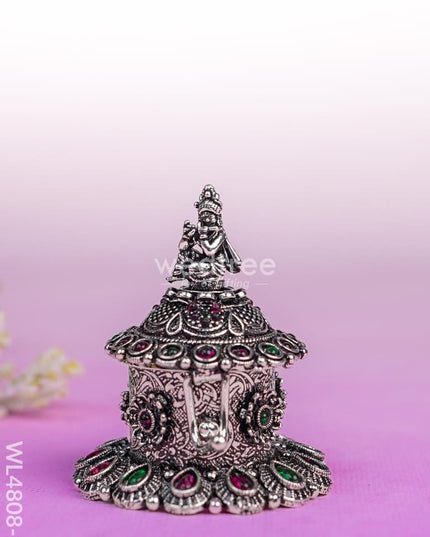Krishna Kumkum Holder - 2 inch - Silver - WL4808-2 Divine Gifts