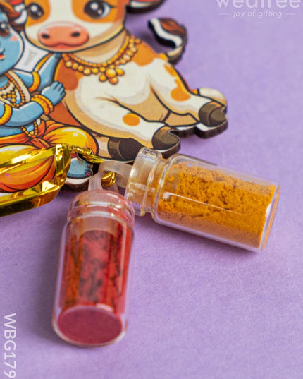 Krishna with Cow Haldi Kumkum Set - WBG1793 - Add-ons