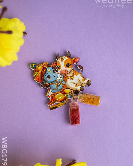 Krishna with Cow Haldi Kumkum Set - WBG1793 - Add-ons