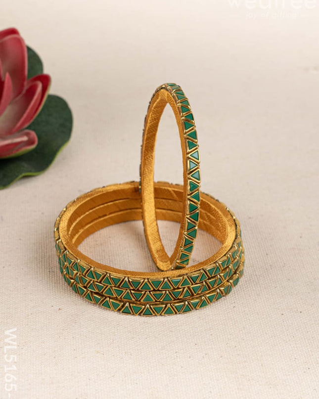 Kundan Bangles - Set of 4 - 2.6 inch - WL5165-1 - Bangles & Bracelets