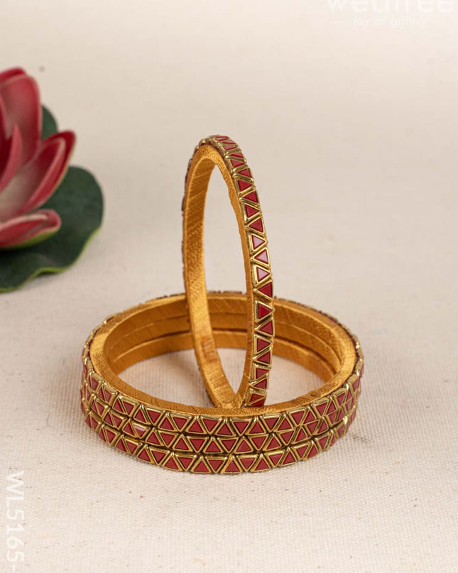 Kundan Bangles - Set of 4 - 2.6 inch - WL5165-1 - Bangles & Bracelets