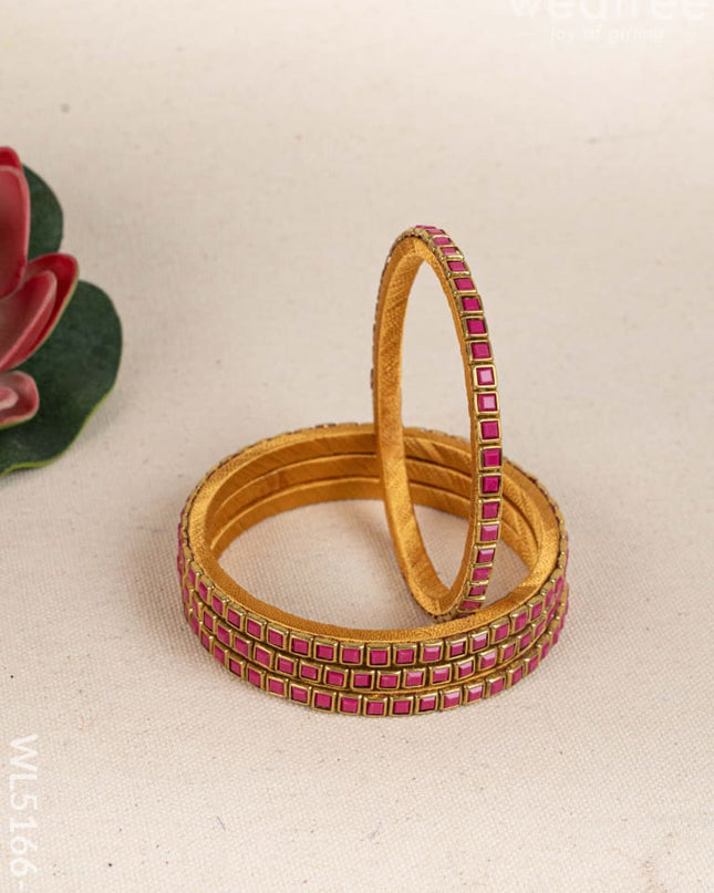 Kundan Bangles - Set of 4 - 2.6 inch - WL5166-1 - Bangles & Bracelets