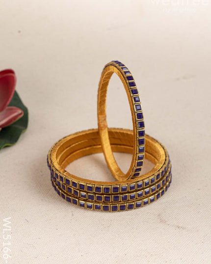 Kundan Bangles - Set of 4 - 2.6 inch - WL5166-1 - Bangles & Bracelets
