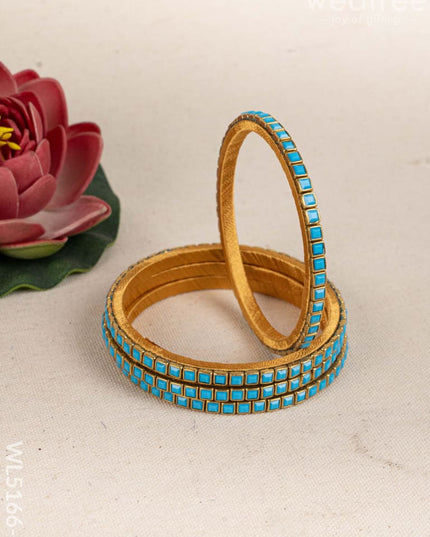 Kundan Bangles - Set of 4 - 2.6 inch - WL5166-1 - Bangles & Bracelets