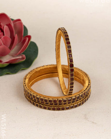 Kundan Bangles - Set of 4 - 2.8 inch - WL5166-2 - Bangles & Bracelets