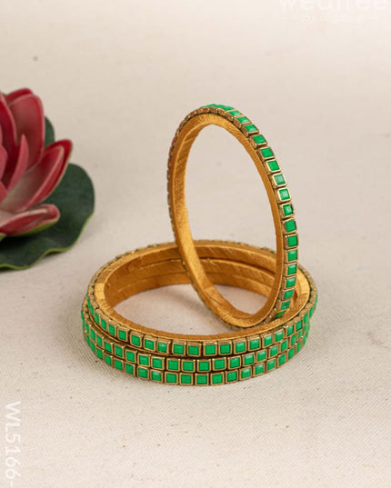 Kundan Bangles - Set of 4 - 2.8 inch - WL5166-2 - Bangles & Bracelets