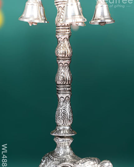 White Metal Kuthu Vilaku with Annapakshi & Elephant - WL4882 White Metal
