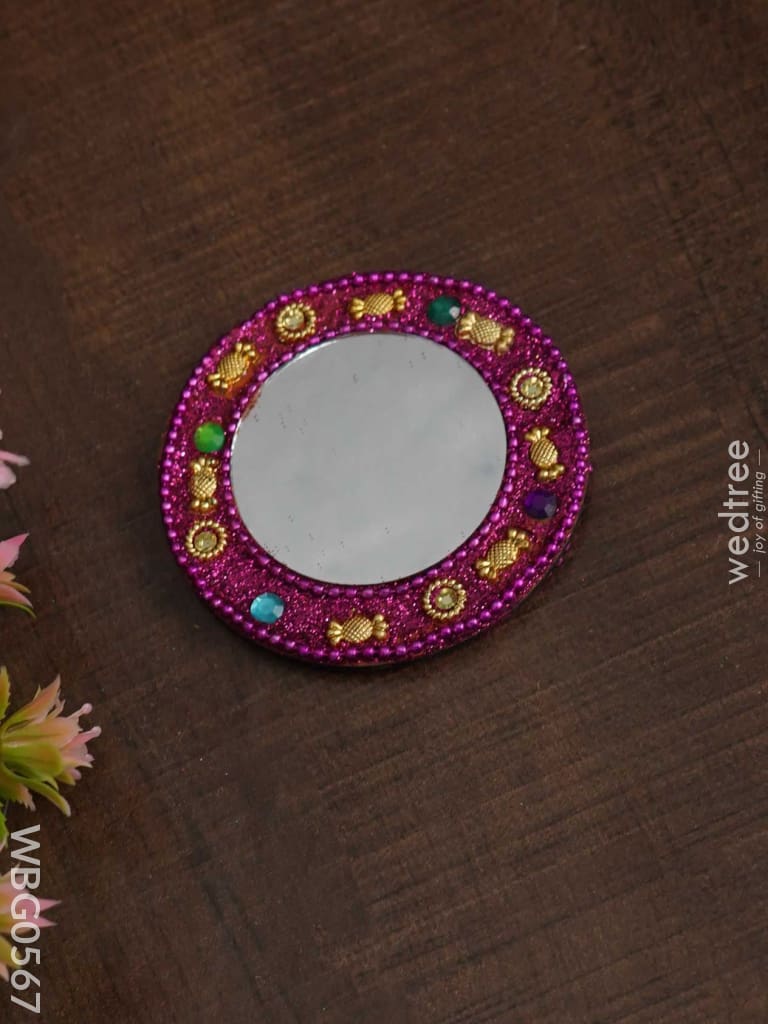 Lac Pocket Mirror - Round Wbg0567 Mirrors Return Gifts