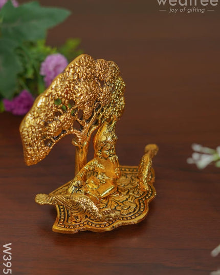 White Metal Laddu Gopal With Tree Gold Finish - W3955 Divine Figurines