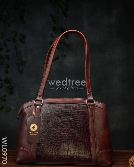 Ladies Handbag - With Big Square Block Design Wl0970 Maroon Handbags