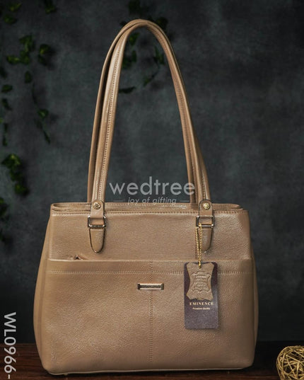 Ladies Handbag With Zipper - Wl0966 Chocolate Brown Handbags