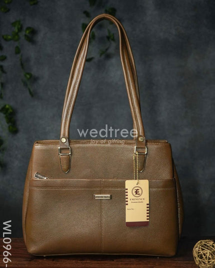 Ladies Handbag With Zipper - Wl0966 Light Brown Handbags