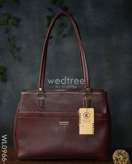 Ladies Handbag With Zipper - Wl0966 Maroon Handbags