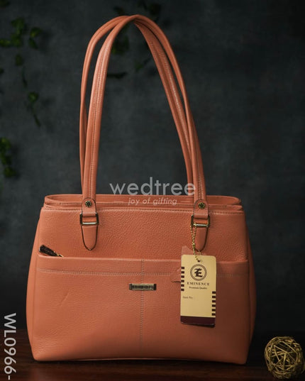 Ladies Handbag With Zipper - Wl0966 Peach Handbags