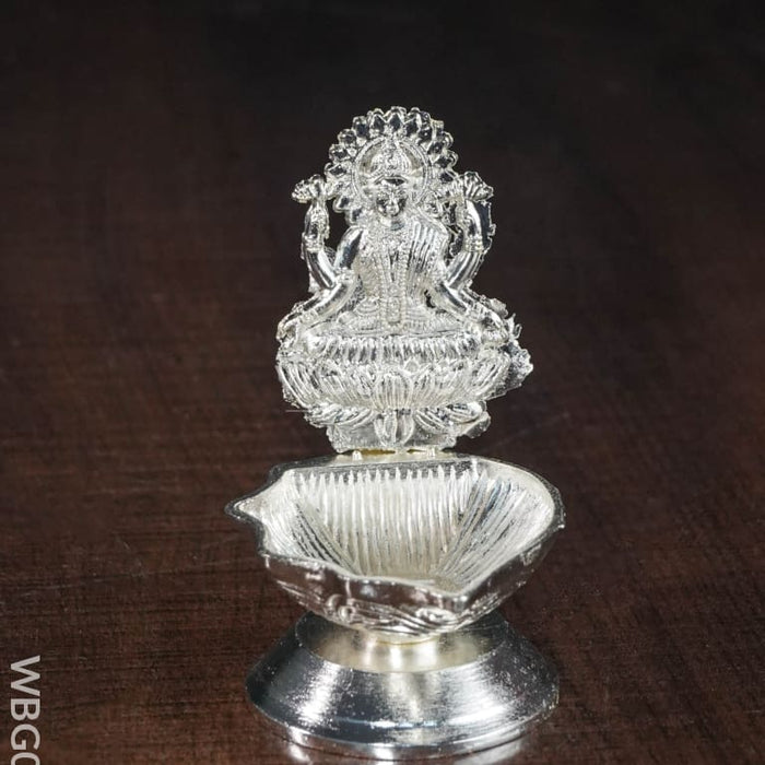 Lakshmi Ganesha white metal diya return gift — WBG0661