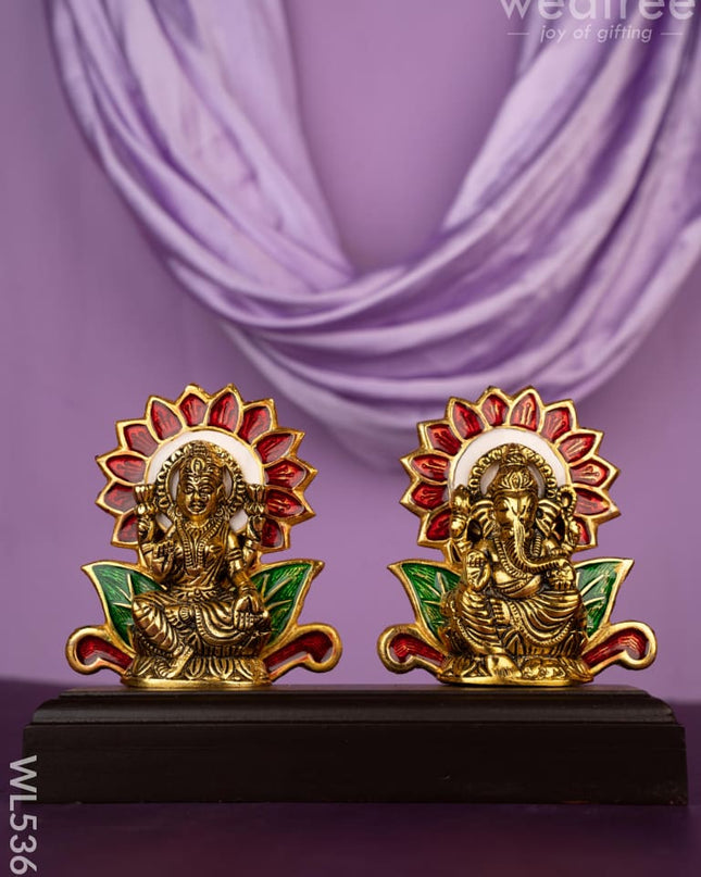 Lakshmi Ganesha Idol - WL5363 - White Metal