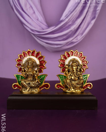 Lakshmi Ganesha Idol - WL5363 - White Metal