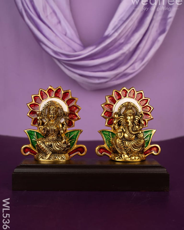 Lakshmi Ganesha Idol - WL5363 - White Metal