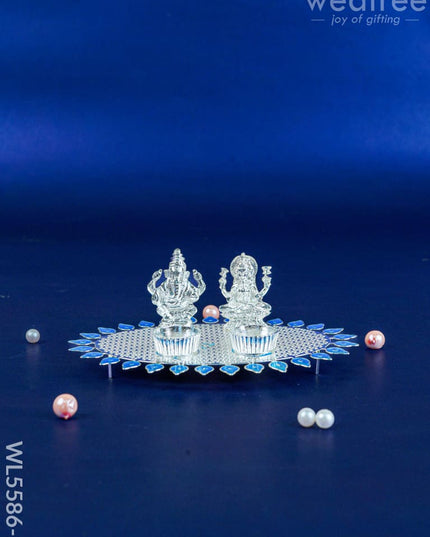 Lakshmi Ganesha Kumkum Holder - Blue - WL5586-2 - EPNS Gifts