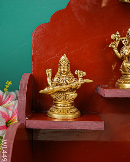 Lakshmi - Ganesha Saraswathi Pooja Mandir Wl4490 Wooden Utility