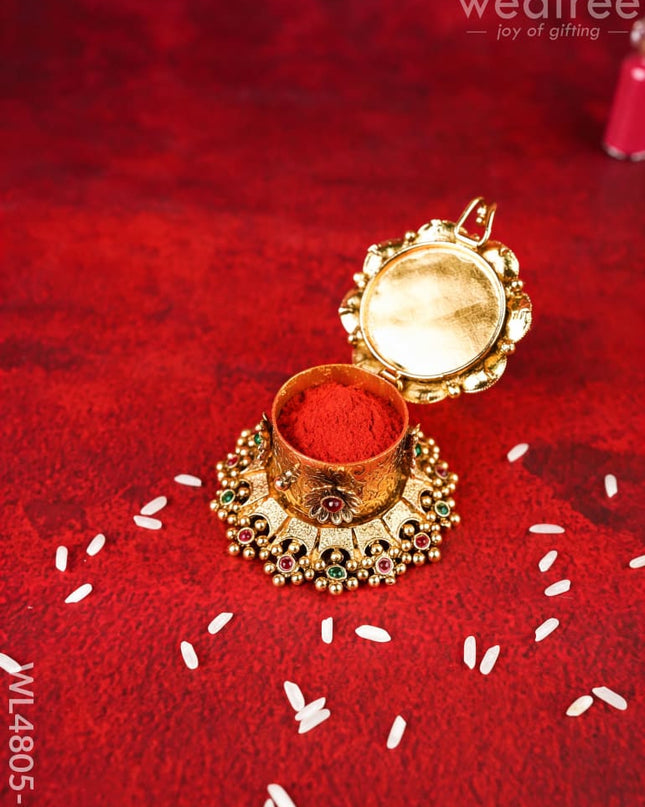 Lakshmi Kumkum Holder - 3 inch - Gold - WL4805-1 - Divine Gifts