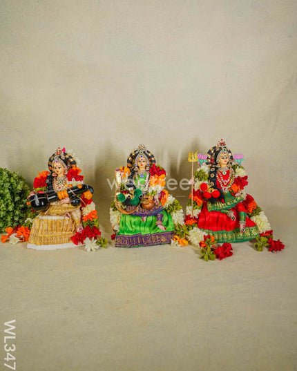 Lakshmi Saraswathi Durga - Set Of 3 Wl3472 Dolls