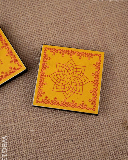 Laminated Manai - Hridaya Kamalam Kolam Design - Set of 2 - WBG1380 - Manai RG