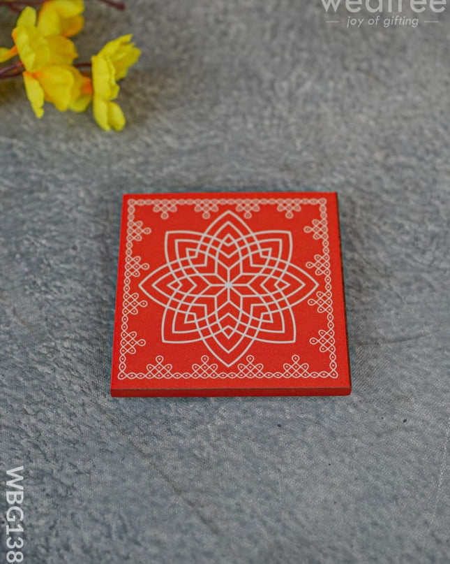 Laminated Manai - Hridhaya Kamalam Kolam Design 4 Inch X Wbg1384 Rg