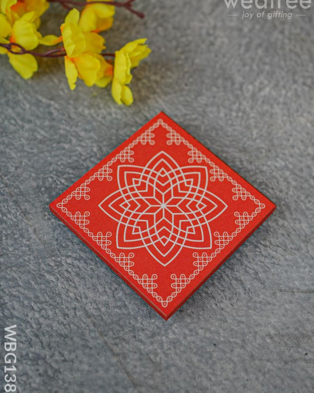Laminated Manai - Hridhaya Kamalam Kolam Design 4 Inch X Wbg1384 Rg