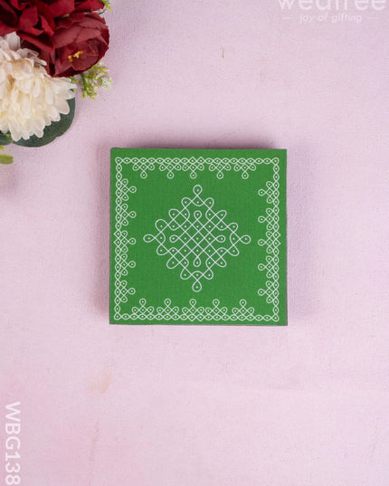 Laminated Manai - Sikku Kolam Design - 4 x 4 - WBG1386 - Manai RG
