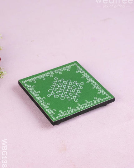 Laminated Manai - Sikku Kolam Design - 4 x 4 - WBG1386 - Manai RG