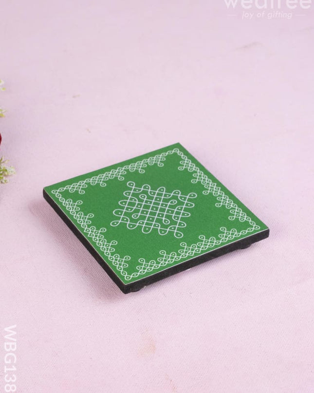 Laminated Manai - Sikku Kolam Design - 4 x 4 - WBG1386 - Manai RG