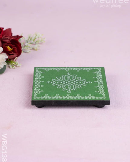 Laminated Manai - Sikku Kolam Design - 4 x 4 - WBG1386 - Manai RG