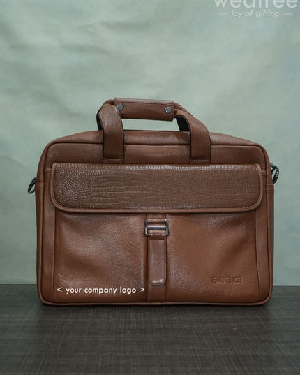 Laptop Bag In Leather With Gold Flap - Wl1212 Corporate Gifts