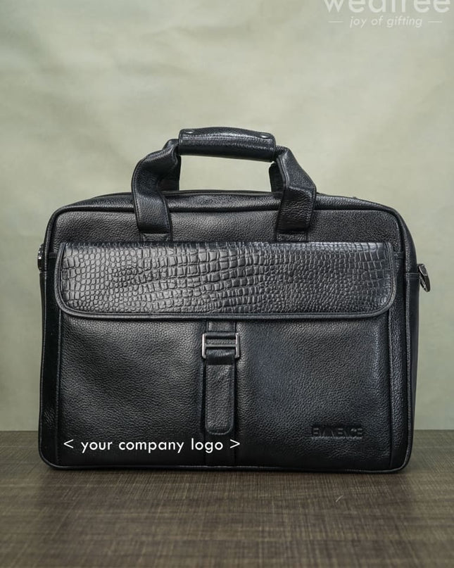 Laptop Bag In Leather With Gold Flap - Wl1212 Corporate Gifts