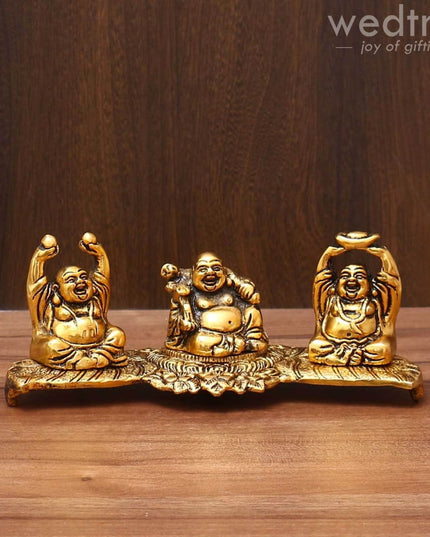 White Metal Laughing Buddha Gold Finish - W3596 Home Decors