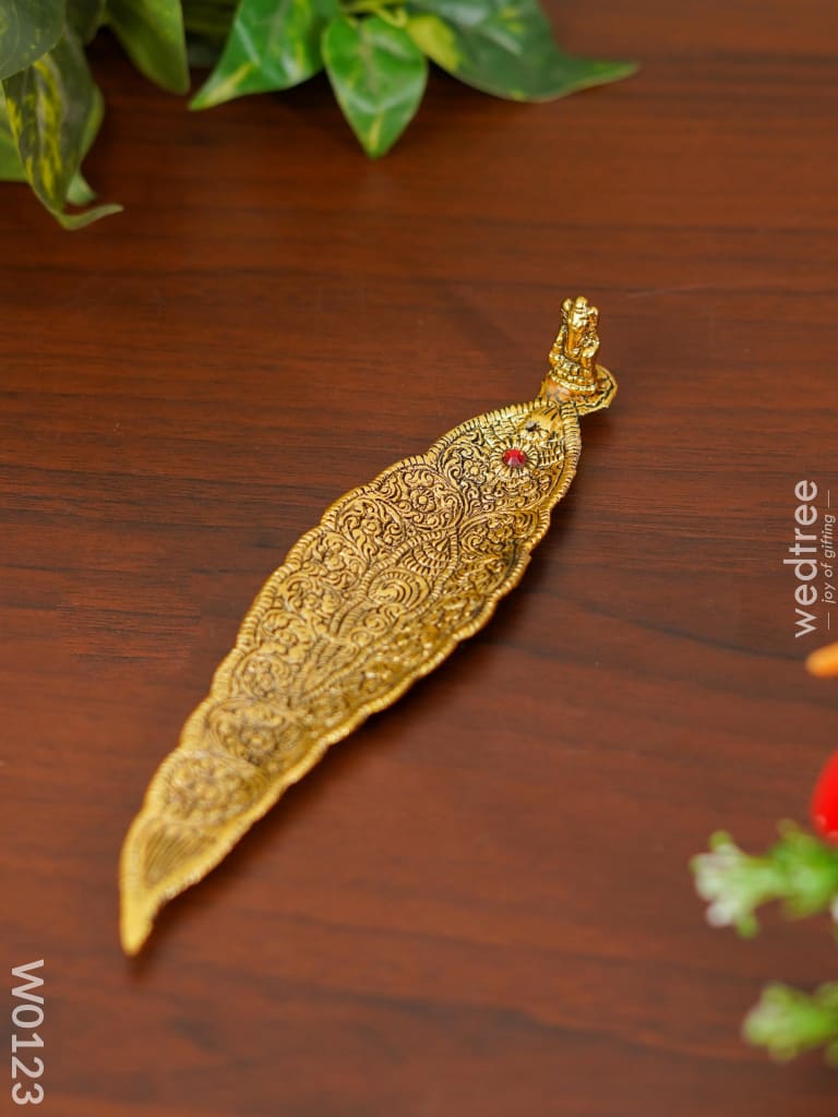 Leaf Agarbathi Stand Gold Ganesha - W0123 Pooja Utilities
