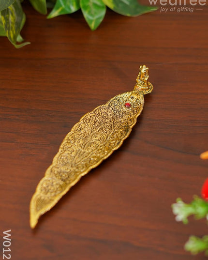 Leaf Agarbathi Stand Gold Ganesha - W0123 Pooja Utilities