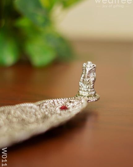 Leaf Agarbathi Stand Oxidised Ganesh - W0115 Pooja Utilities