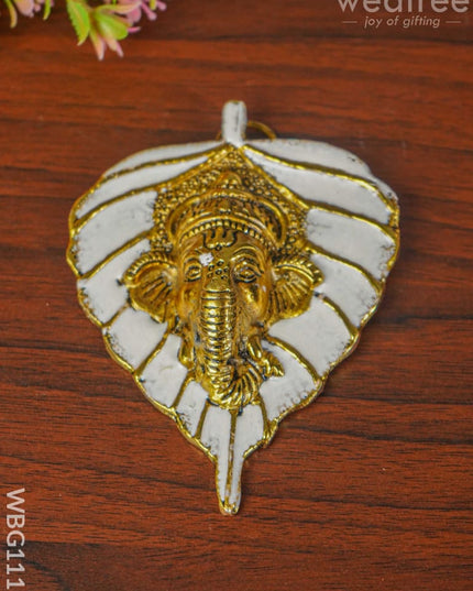 White Metal Leaf Ganesha - Wbg1119 Divine Figurines