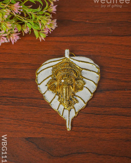 White Metal Leaf Ganesha - Wbg1119 Divine Figurines