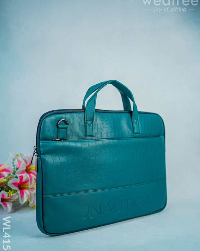 Leather Laptop Bag- Dark Green - Wl4154 Bags & Wallets