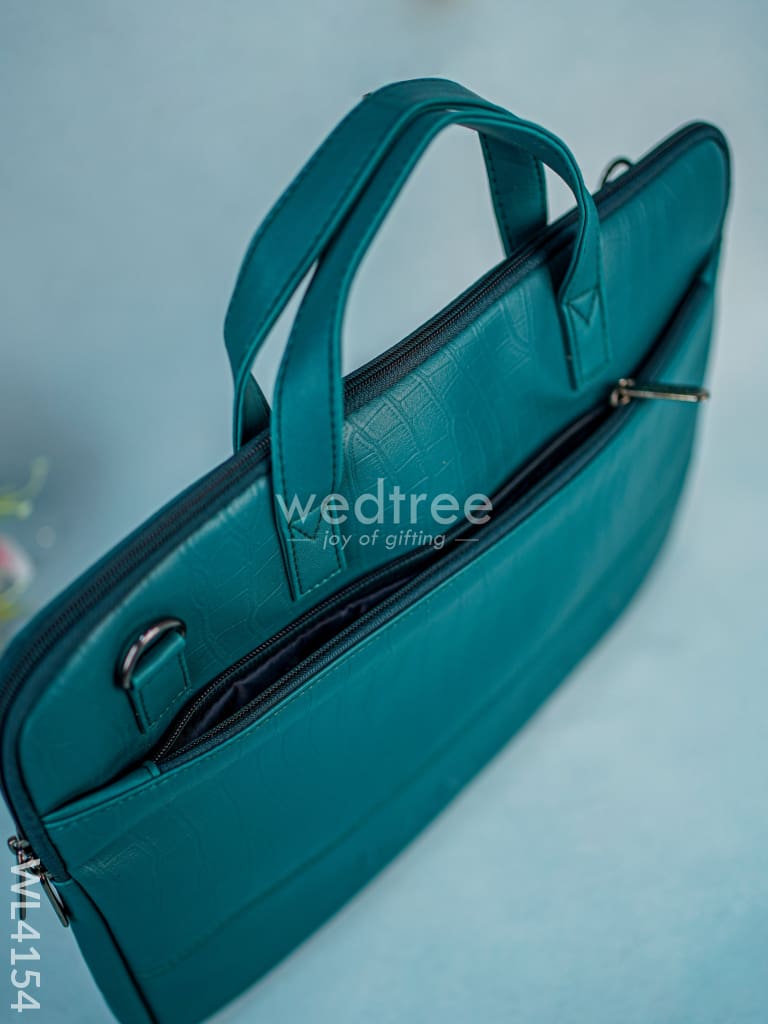 Leather Laptop Bag Dark Green WL4154 - Main Image