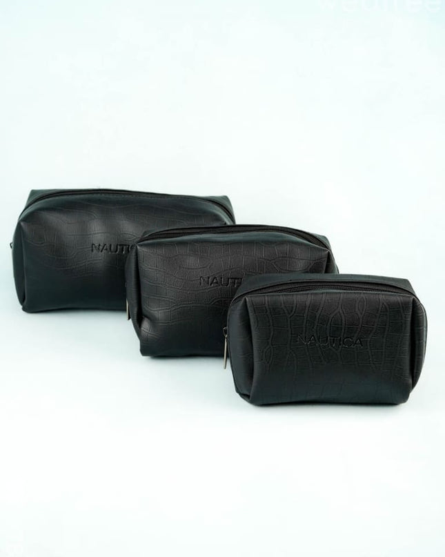 Leather Pouch - Set of 3 - Black - WL5783 - Bags & Wallets