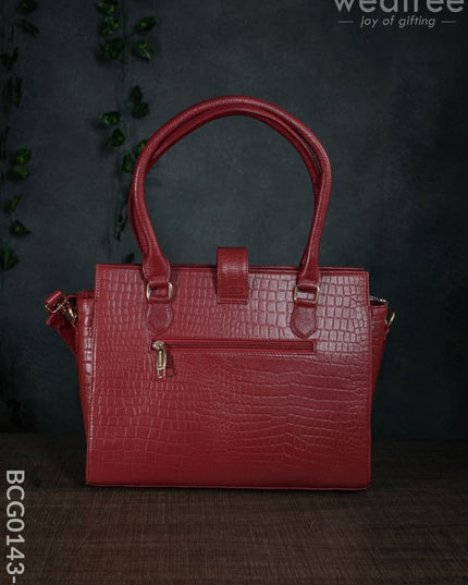 Lether Bag With Flip Lock - Red Bcg0143-4 Branding