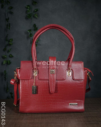 Lether Bag With Flip Lock - Red Bcg0143-4 Branding