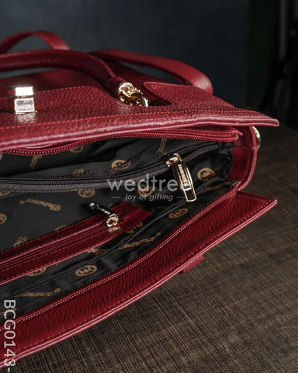 Lether Bag With Flip Lock - Red Bcg0143-4 Branding
